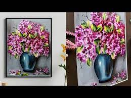 Flower Vase Painting On Canvas