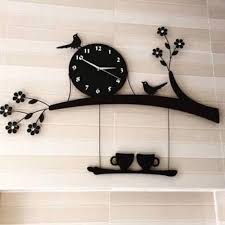 3d acrylic wall clock tree bird coffee
