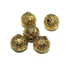 sewlab antique golden finish german silver designer beads for jewellery making pack pack 10 pcs size standerd