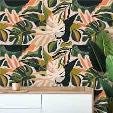 tropical wallpaper mural exotic leaves