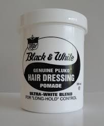 With over 90 years of styling throughout the decades, it remains at the forefront of hair styling. Black White Genuine Pluko Hair Dressing Pomade Barbershop Glamrock Clothing