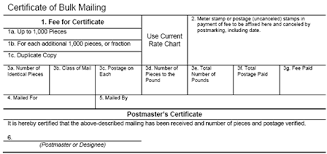 Certificate Of Bulk Mailing Mater Stamp Or Pestage