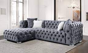 lcl 018 sectional sofa in gray velvet