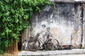 Art Mural Boy And Girl On Bicycle