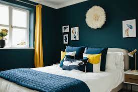 75 beautiful bedroom with blue walls