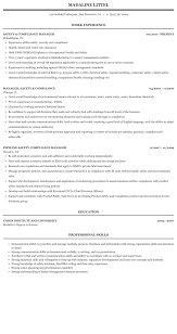 Safety Compliance Manager Resume Sample Mintresume