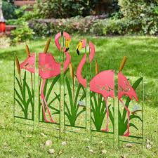 Metal Flamingo Silhouette Yard Stake