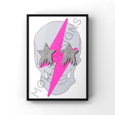 Pink Preppy Skull Wall Art Digital