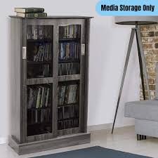 7 Shelves Media Storage Cabinet Sliding