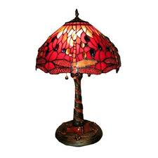 Light Tiffany Style Red Dragonfly Lamp
