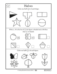 We provide math word problems for addition, subtraction, time, money, fractions and lengths. Halves 1st Grade Math Worksheet Greatschools