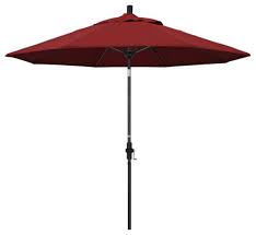 Black Patio Umbrella In Pacifica Red
