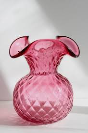 Vintage Cranberry Glass Vase Fenton
