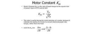 motor constant in dc motor sizing