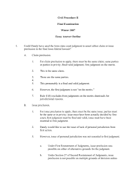 civil procedure ii winter essay answer outline 
