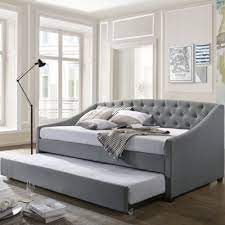 Grey Daybed With Trundle And Fabric