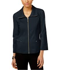 Jm Collection Womens Zip Front Jacket