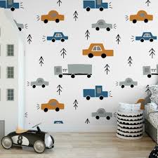 kids nursery wallpaper decor traffic