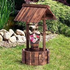 wooden wishing well outdoor ornament