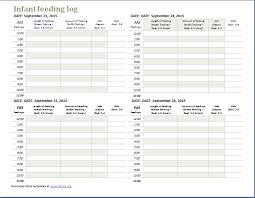 Ms Word Infant Feeding Log Word Excel Templates
