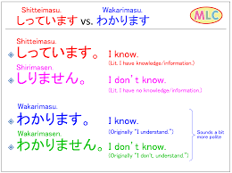 Shitteimasu vs. Wakarimasu | MLC Japanese Language School in Tokyo