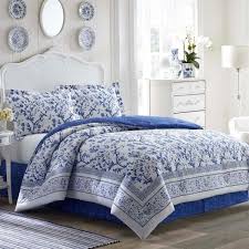blue fl cotton twin comforter set