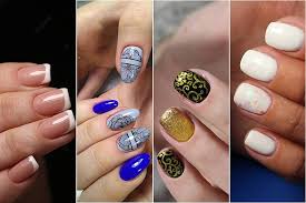 artistic nail designs collage featuring