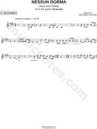 Nessun dorma • page 2. Nessun Dorma Eb Instrument From Turandot Sheet Music Alto Or Baritone Saxophone In E Major Download Print Sku Mn0100772