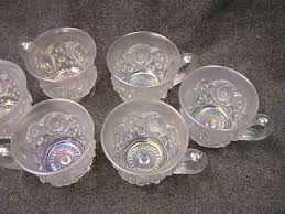 white carnival glass punch cups nr