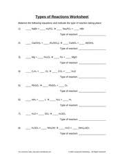 This is the type of method that is used to balanced equations that have oxygen on both sides. Types Of Reactions Worksheet Types Of Reactions Worksheet Balance The Following Equations And Indicate The Type Of Reaction Taking Place 1 Nabr H3po4 Course Hero
