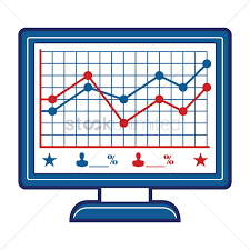 Monitor Showing Line Chart Of Election Polls Vector Image