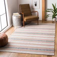 geometric striped cotton area rug