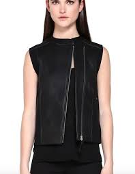 Mackage Catlee Lux Leather Sleeveless Vest With Asymmetrical Front Zipper