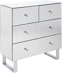 Nesle 4 Drawer Mirrored Silver Glass