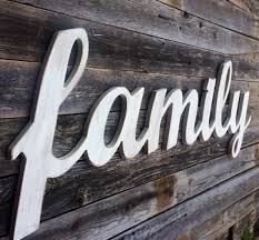 Family Large Wooden Letters Script Word