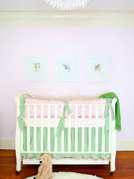 pink and green nursery bedding
