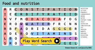 food and nutrition word search