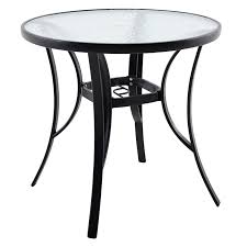 Glass Top Black Outdoor Bistro Table
