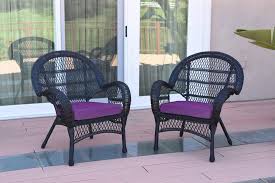 Wicker Chair With Purple Cushion