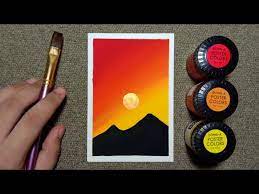 Golden Sunset Poster Color Painting