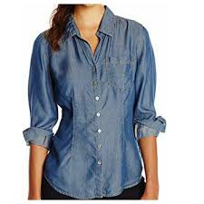 Nic Zoe Blue Button Up Soft Denim Shirt