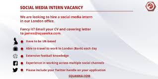 Wanted A Paid Social Media Intern For Our London Office Email Your
