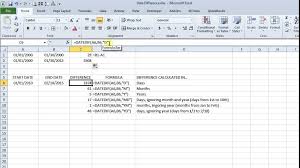 difference between two dates in excel