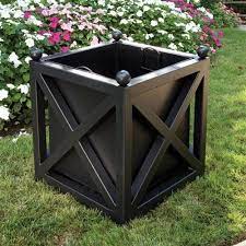 Black Metal Square Outdoor Planter