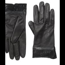 Nwt Isotoner Womens Lined Leather Lace Glove Sz 8 Nwt