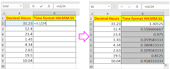 how to convert decimal hours minutes to