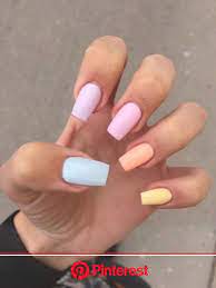 Acrylic nail designs can be created with a blend of matte black and shiny silver. Nails Beauty And Pastel Image With Images Short Acrylic Nails Nails Tumblr Rainbow Nails Clara Beauty My