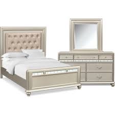 Includes bed (headboard, footboard and rails), dresser, mirror and one nightstand. Sabrina 5 Piece Bedroom Set With Dresser And Mirror American Signature Furniture