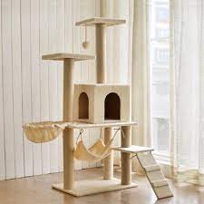 misty white cat playhouse with hammock