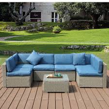 7pcs Patio Sectional Furniture Couch